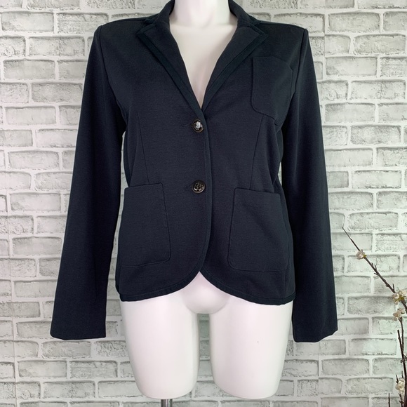 Lands’ End Women’s Blazer 3 Pocket Navy Two Button